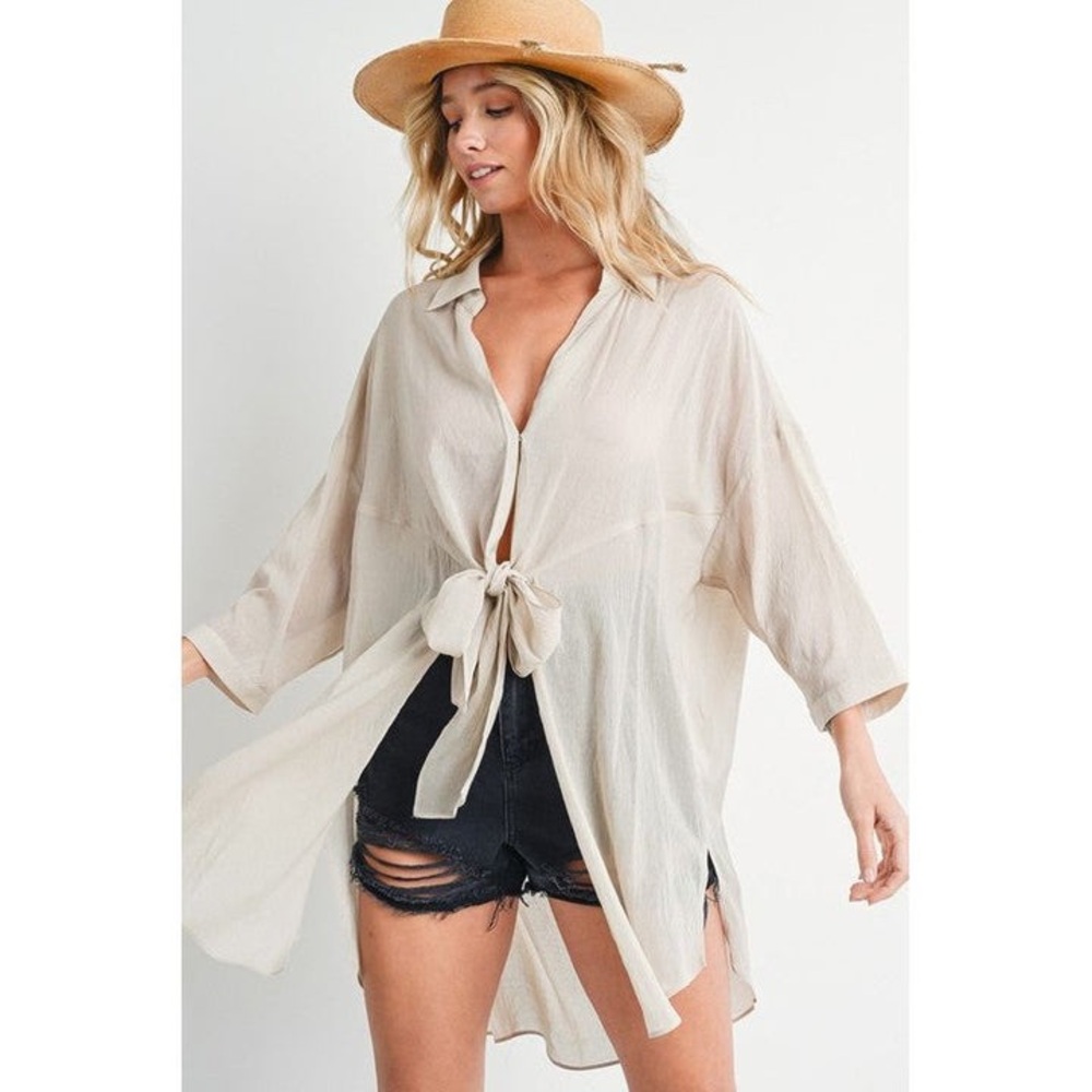 NWT Zara tie front long top